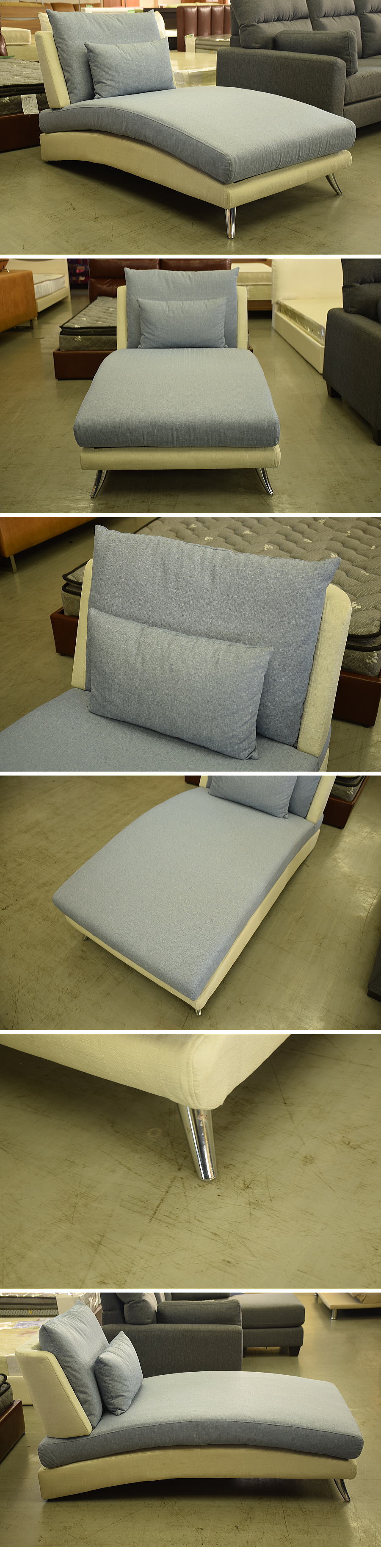 【24H限定】111W3 カーブの美しいカウチソファ■1人掛けシェーズロング寝椅子(検 展示品アウトレット展示処分品 布製