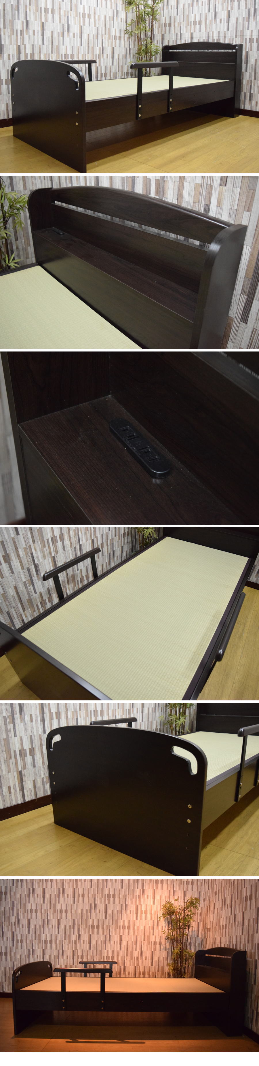 特価在庫あ日本畳 手すり付き 床面高さ3段階調整 シングルベッド 寝室 アウトレット家具 快眠N0717D5 シングル
