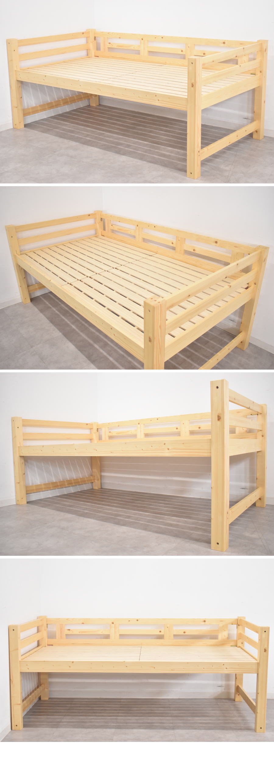 好評超歓迎F0523M天然木パイン材ミドル ハイ ロフト シングルベッド アウトレット家具 ロフトベッド、システムベッド